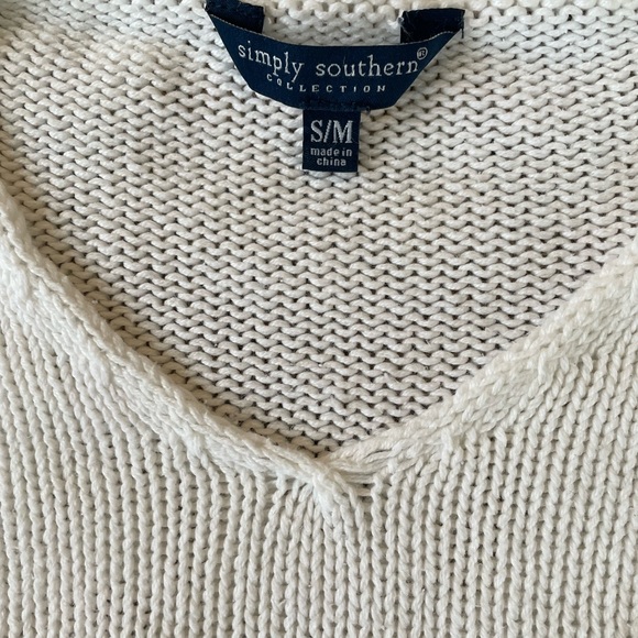 Simply Southern Beach Babe Sweater S/M Embroidered Oversized Crop Resort - Picture 4 of 6